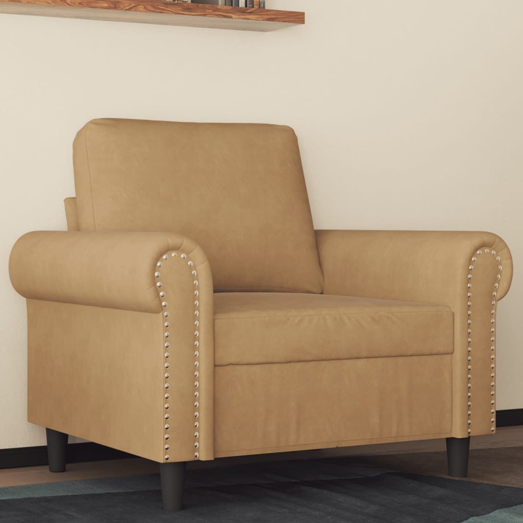 Fauteuil Marron 60 cm Velours