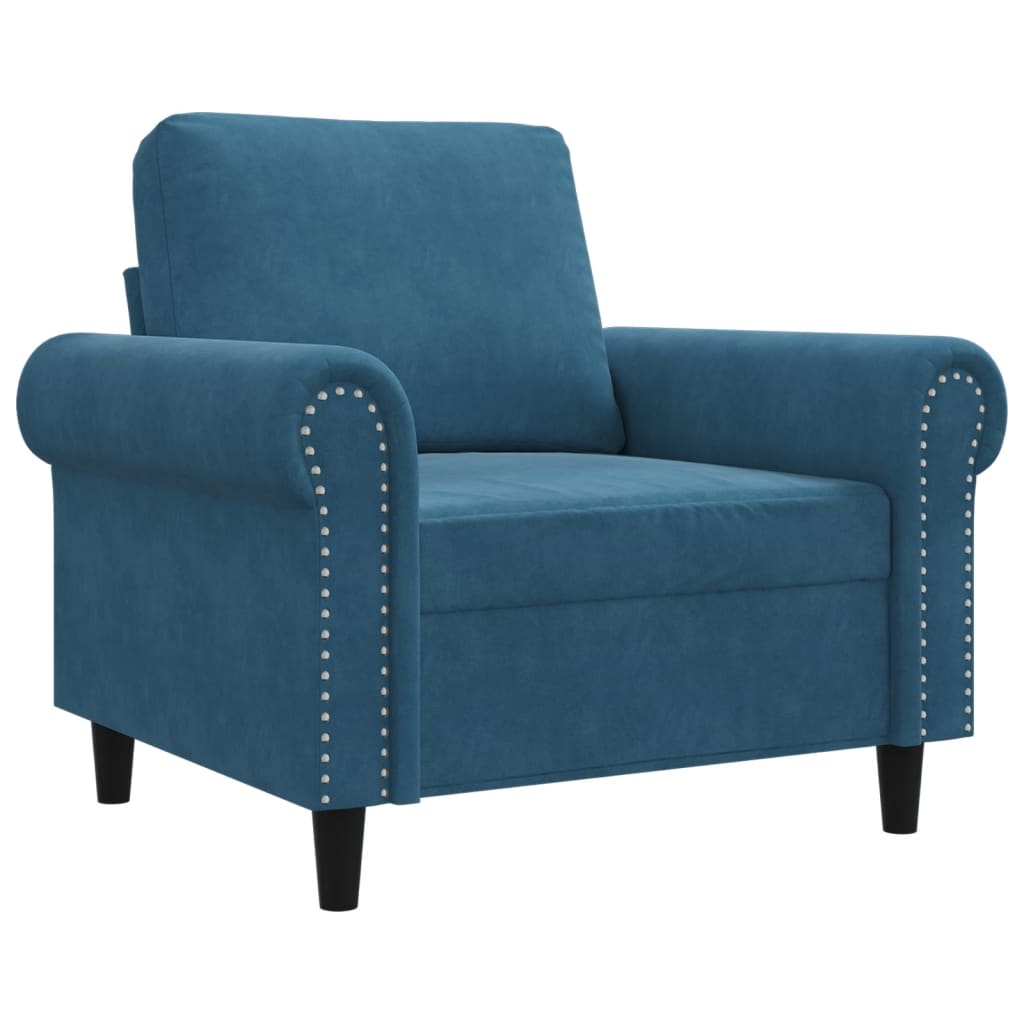 Fauteuil Bleu 60 cm Velours