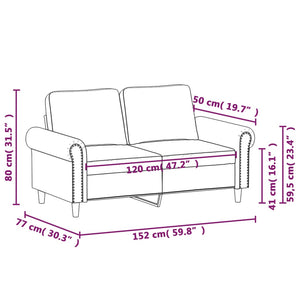 Canapé à 2 places Marron 120 cm Velours