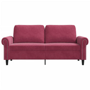 Canapé à 2 places Rouge bordeaux 140 cm Velours