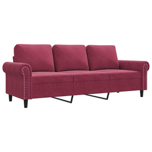 Canapé à 3 places Rouge bordeaux 180 cm Velours