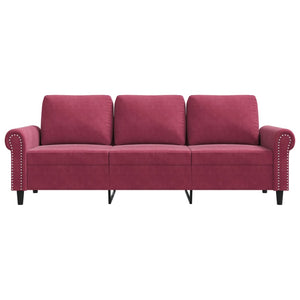 Canapé à 3 places Rouge bordeaux 180 cm Velours
