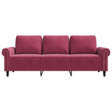 Canapé à 3 places Rouge bordeaux 180 cm Velours