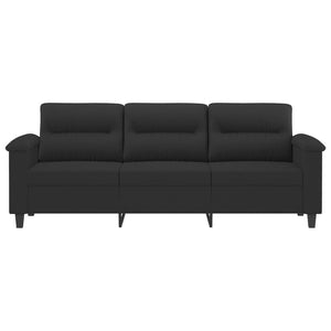 Canapé à 3 places Noir 180 cm Tissu microfibre