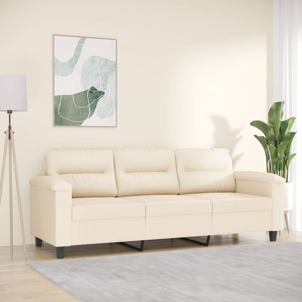 Canapé à 3 places Beige 180 cm Tissu microfibre