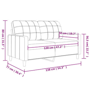 Canapé à 2 places Rouge bordeaux 120 cm Tissu