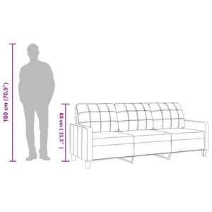 Canapé à 3 places Noir 180 cm Similicuir