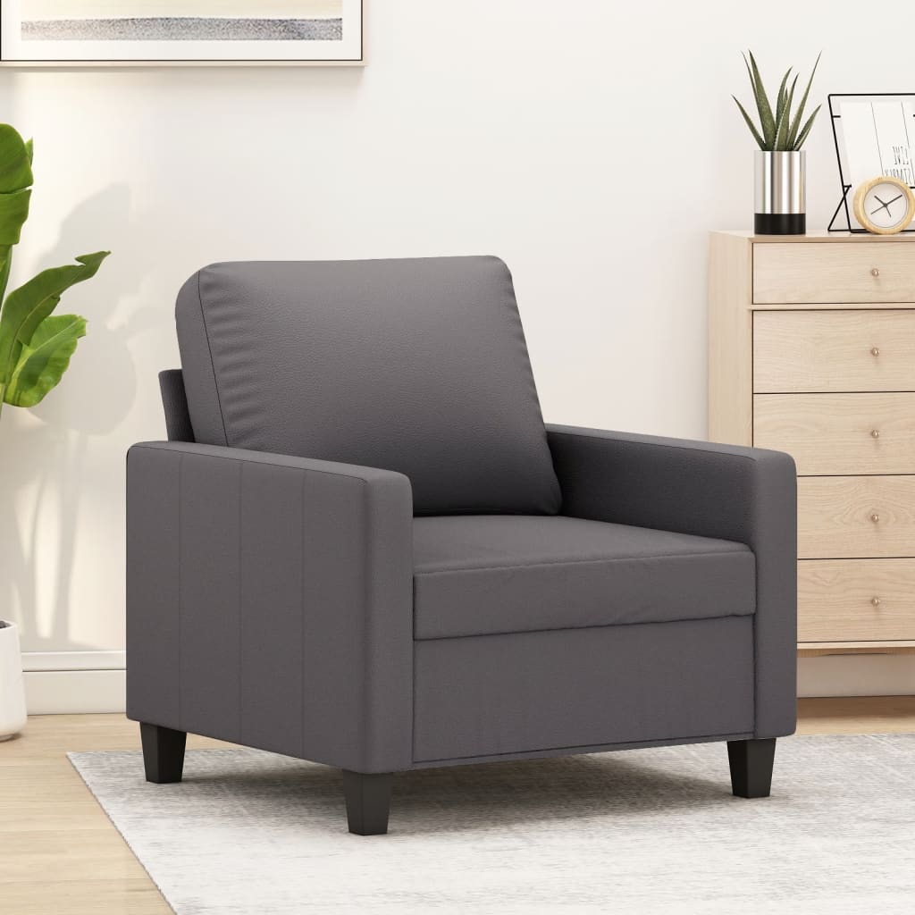 Fauteuil Gris 60 cm Similicuir