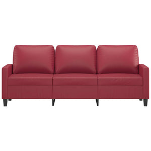 Canapé à 3 places Rouge bordeaux 180 cm Similicuir