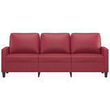 Canapé à 3 places Rouge bordeaux 180 cm Similicuir