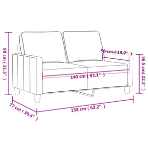 Canapé à 2 places Gris foncé 140 cm Tissu
