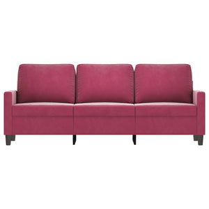 Canapé à 3 places Rouge bordeaux 180 cm Velours