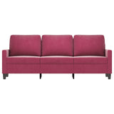 Canapé à 3 places Rouge bordeaux 180 cm Velours
