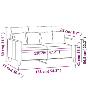 Canapé à 2 places Marron 120 cm Tissu