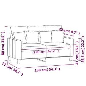 Canapé à 2 places Taupe 120 cm Tissu