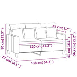 Canapé à 2 places Taupe 120 cm Tissu