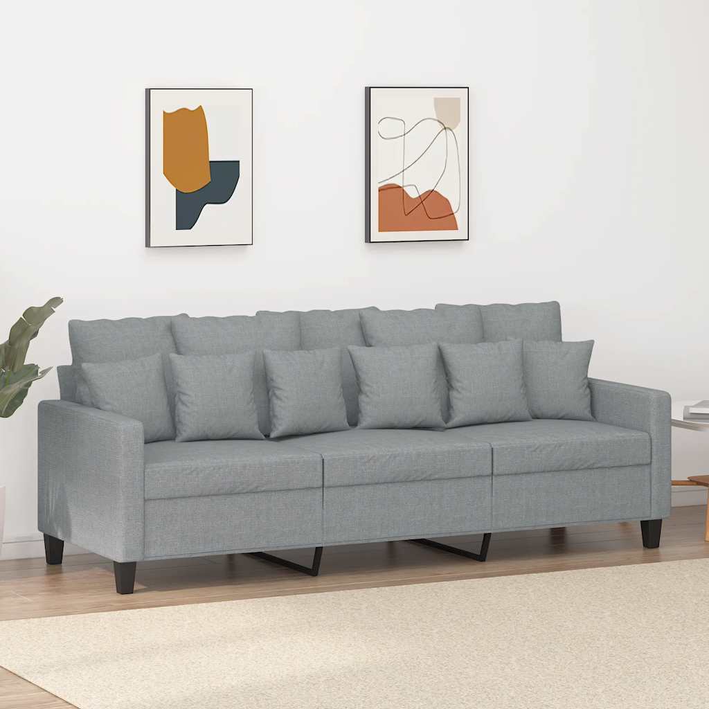 Canapé à 3 places Gris clair 180 cm Tissu