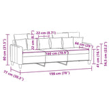 Canapé à 3 places Crème 180 cm Tissu