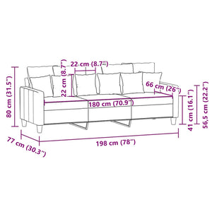 Canapé à 3 places Taupe 180 cm Tissu