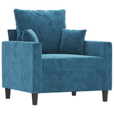 Fauteuil Bleu 60 cm Velours