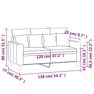 Canapé à 2 places Rose 120 cm Velours