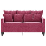 Canapé à 2 places Rouge bordeaux 120 cm Velours