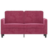 Canapé à 2 places Rouge bordeaux 120 cm Velours