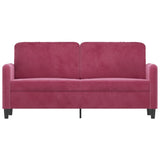 Canapé à 2 places Rouge bordeaux 140 cm Velours