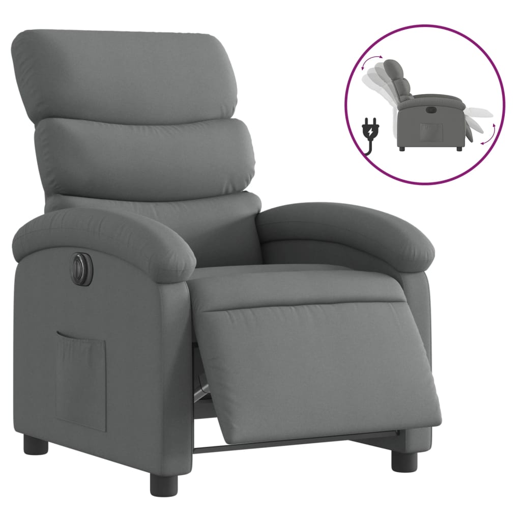 Fauteuil inclinable électrique Gris foncé Tissu