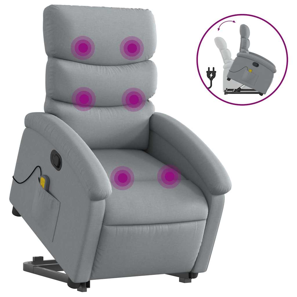 Fauteuil de massage inclinable Gris clair Tissu