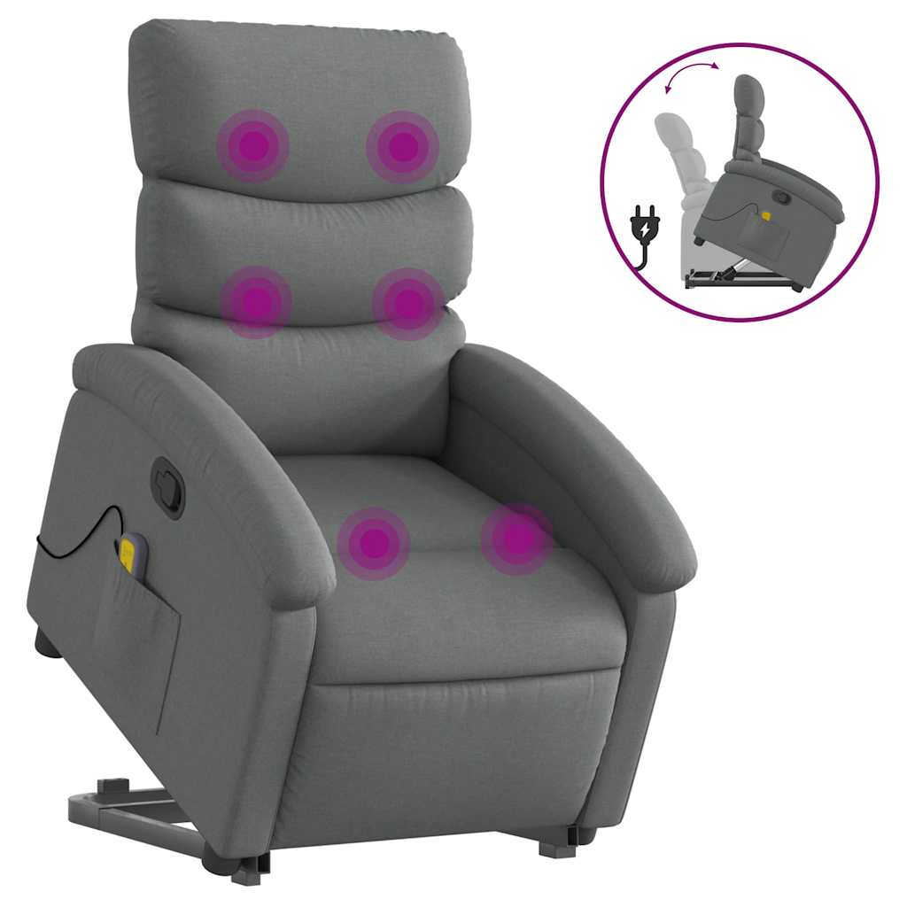 Fauteuil de massage inclinable Gris foncé Tissu