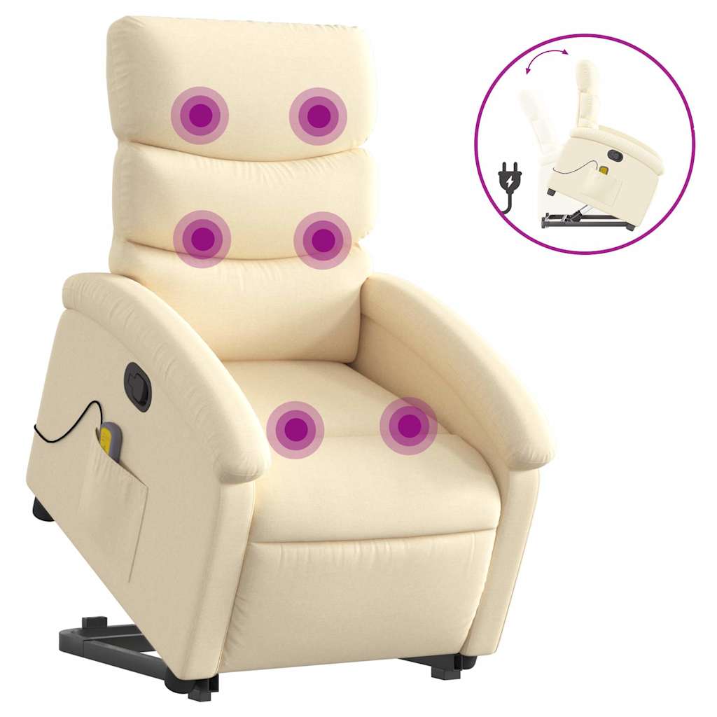 Fauteuil inclinable de massage Crème Tissu