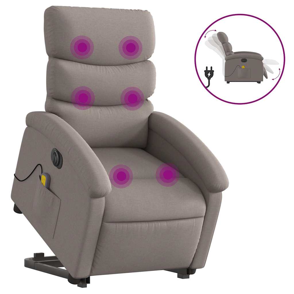 Fauteuil inclinable de massage électrique Taupe Tissu