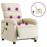 Fauteuil de massage inclinable électrique crème similicuir