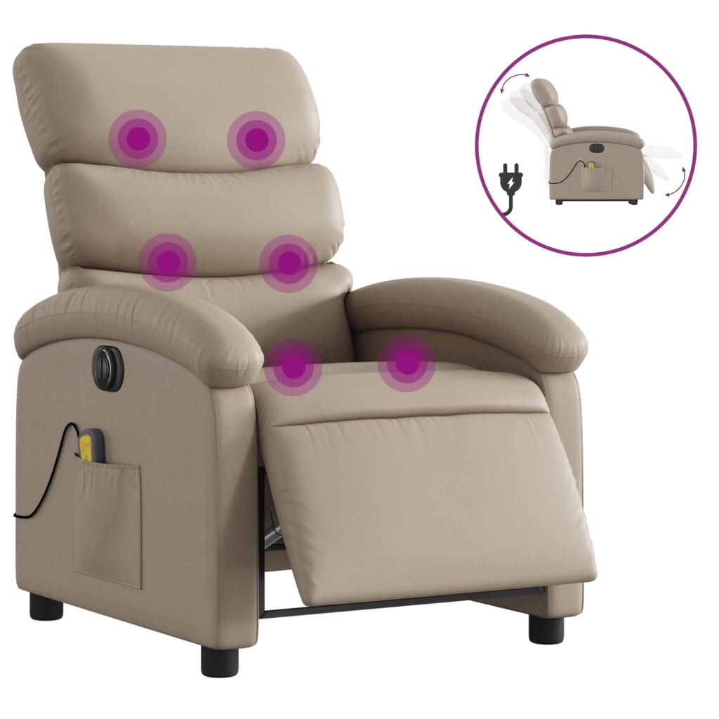 Fauteuil de massage inclinable électrique cappuccino similicuir