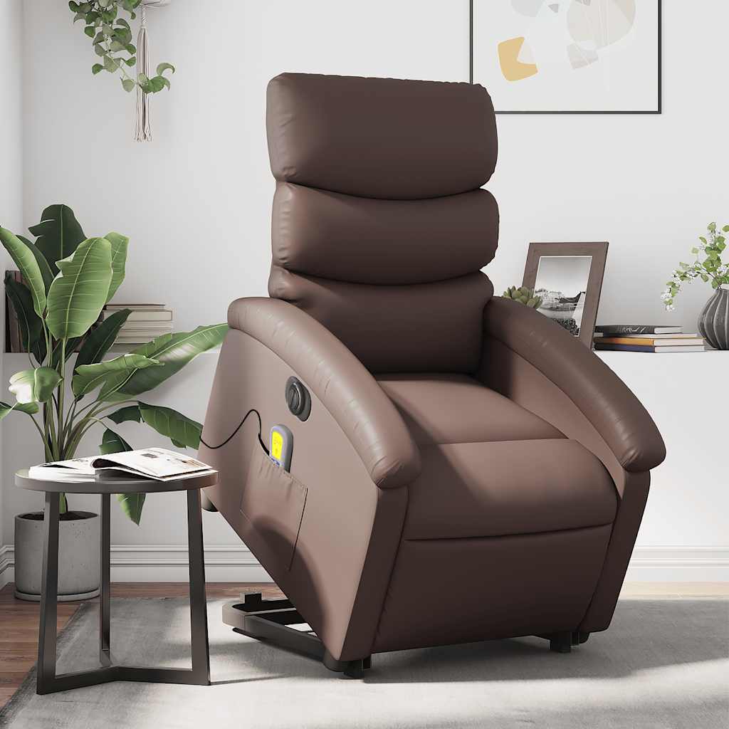 Fauteuil inclinable de massage électrique marron similicuir