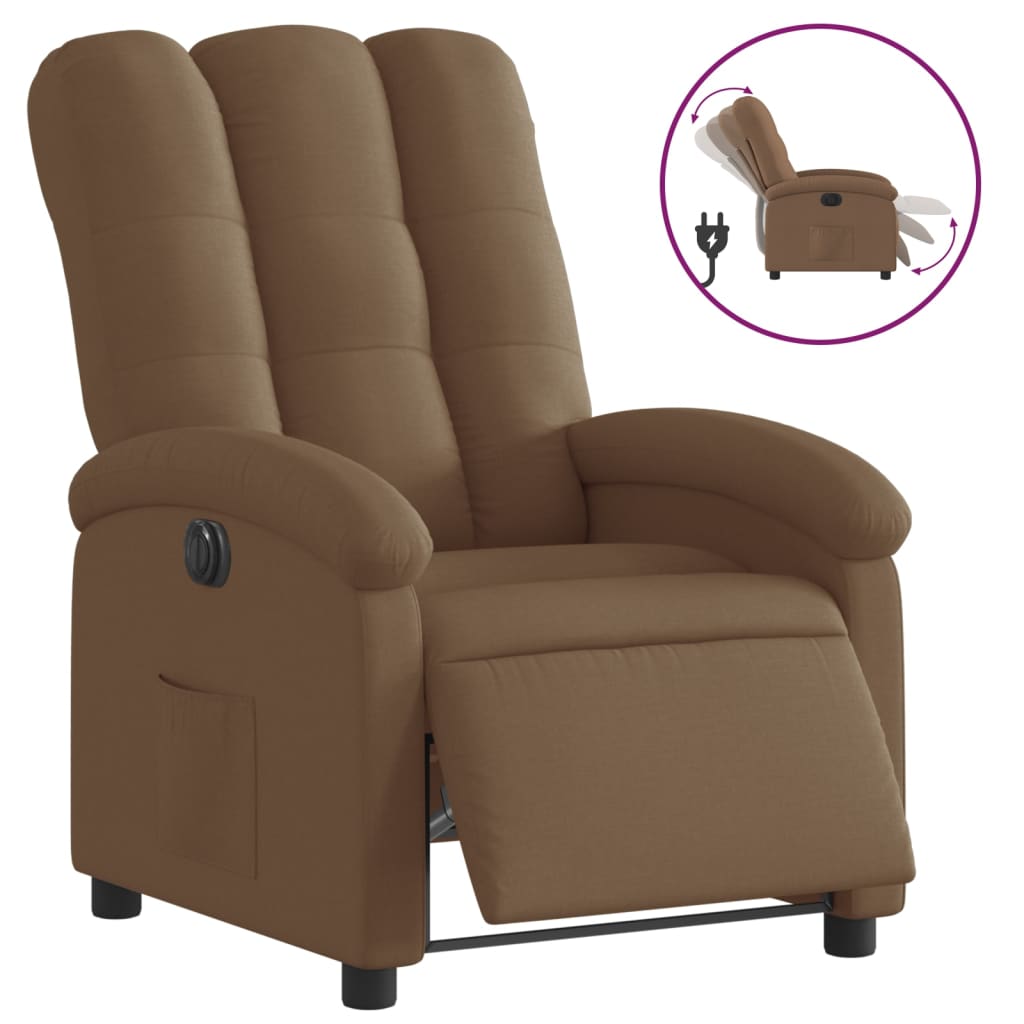 Fauteuil inclinable électrique Marron Tissu