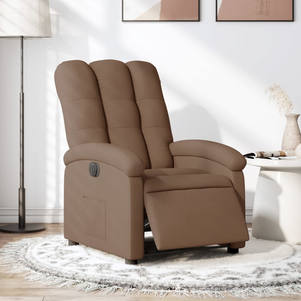 Fauteuil inclinable électrique Marron Tissu