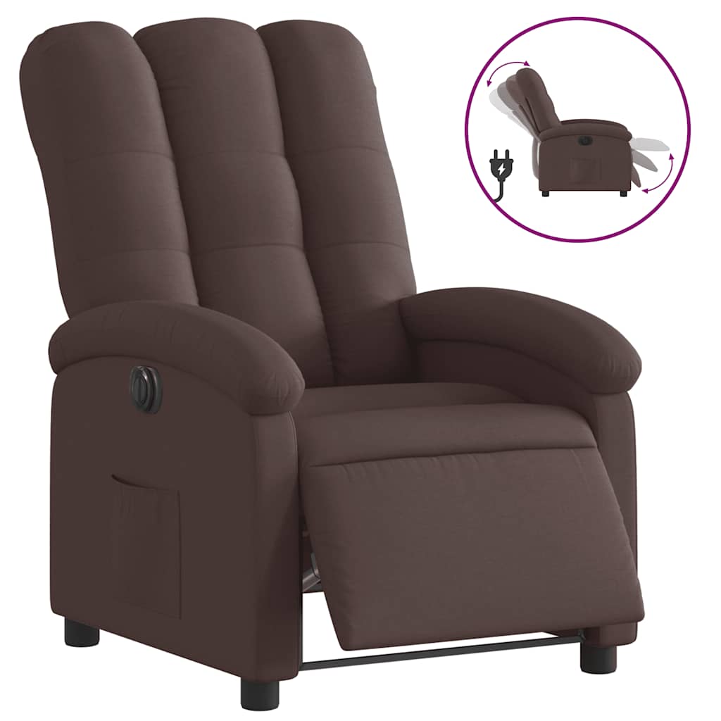 Fauteuil inclinable électrique Marron foncé Tissu