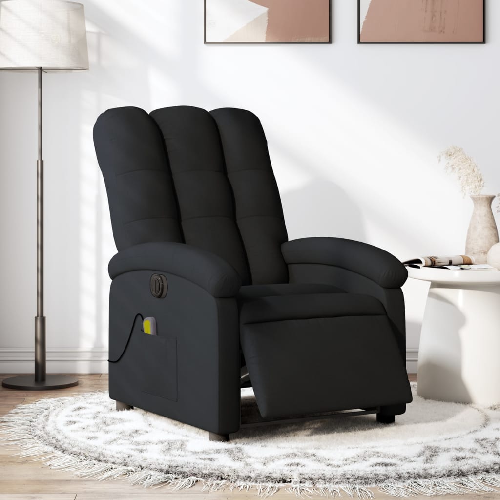 Fauteuil de massage inclinable électrique Noir Tissu