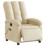Fauteuil inclinable de massage électrique crème tissu