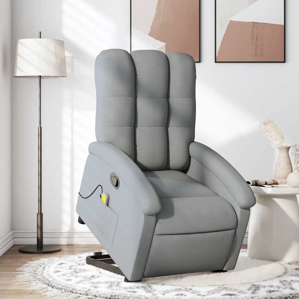 Fauteuil de massage inclinable Gris clair Tissu
