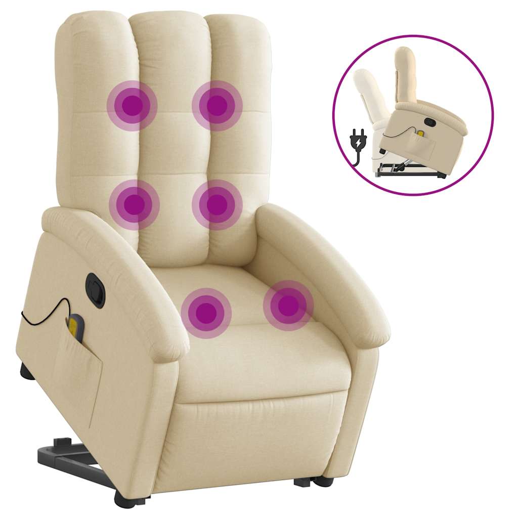 Fauteuil inclinable de massage Crème Tissu