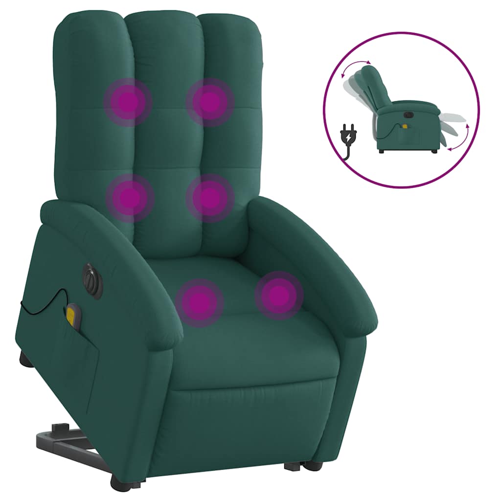 Fauteuil inclinable de massage électrique Vert foncé Tissu