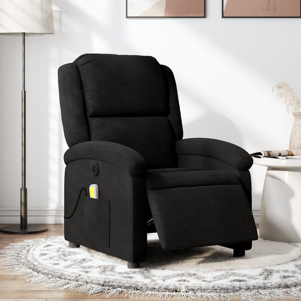 Fauteuil de massage inclinable électrique Noir Tissu