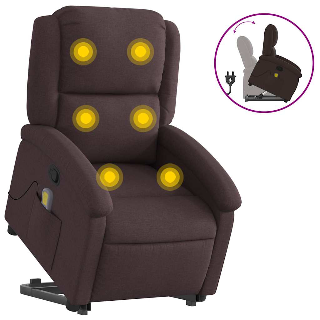 Fauteuil inclinable de massage Marron foncé Tissu