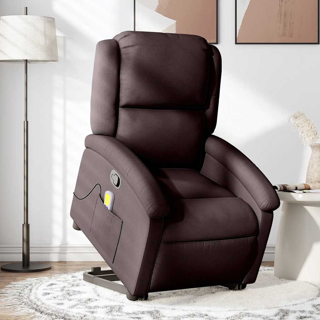 Fauteuil inclinable de massage Marron foncé Tissu