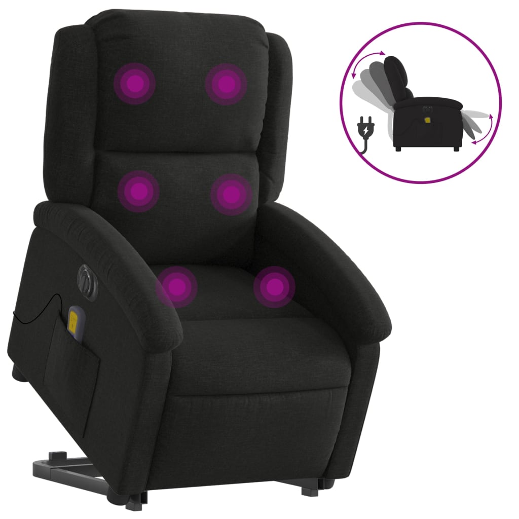 Fauteuil inclinable de massage électrique Noir Tissu