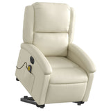 Fauteuil inclinable de massage électrique crème similicuir