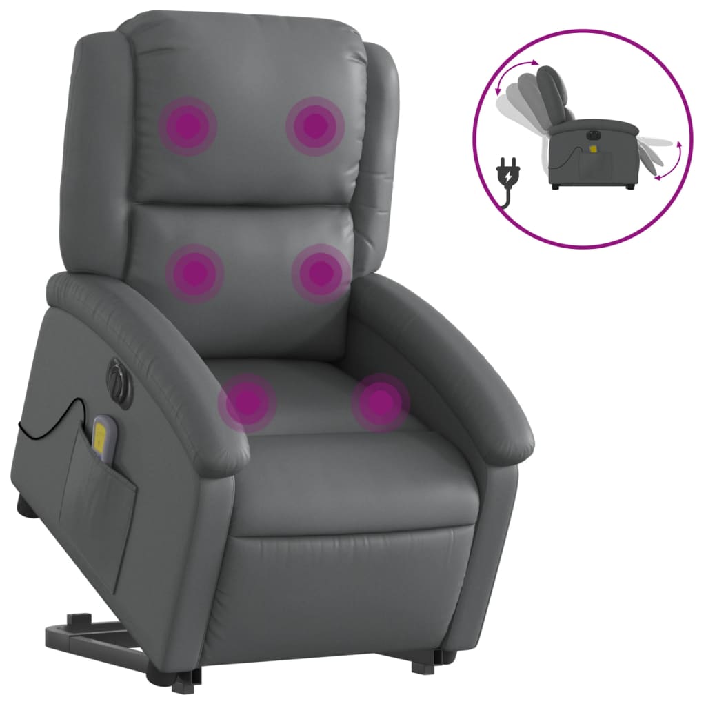 Fauteuil inclinable de massage électrique gris similicuir